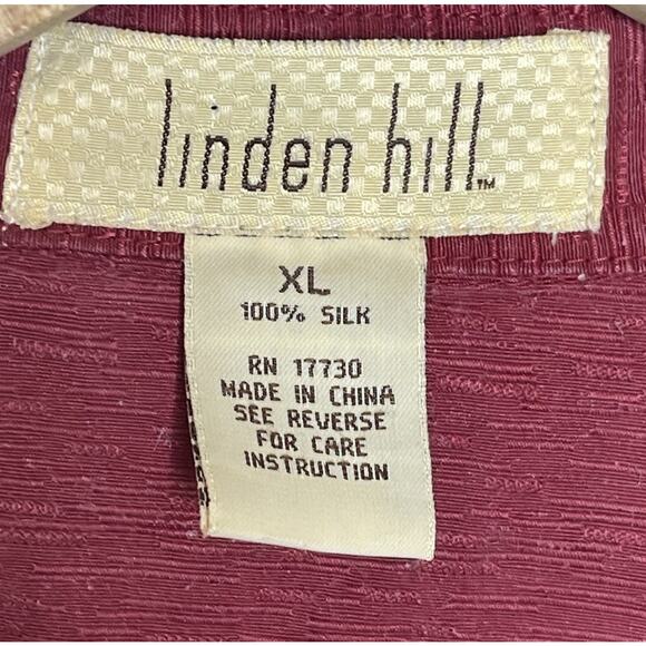 Linden Hill Red Silk Top Mother of Pearl Button Shirt Lagenlook Minimalist XL - Picture 5 of 6
